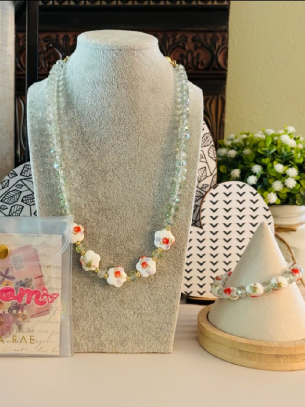 Bar by ALEXA RAE Wildflower Kiss Necklace and Bracelet Set- Spring Mist